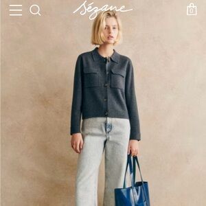 Sezane Betty Cardigan Grey